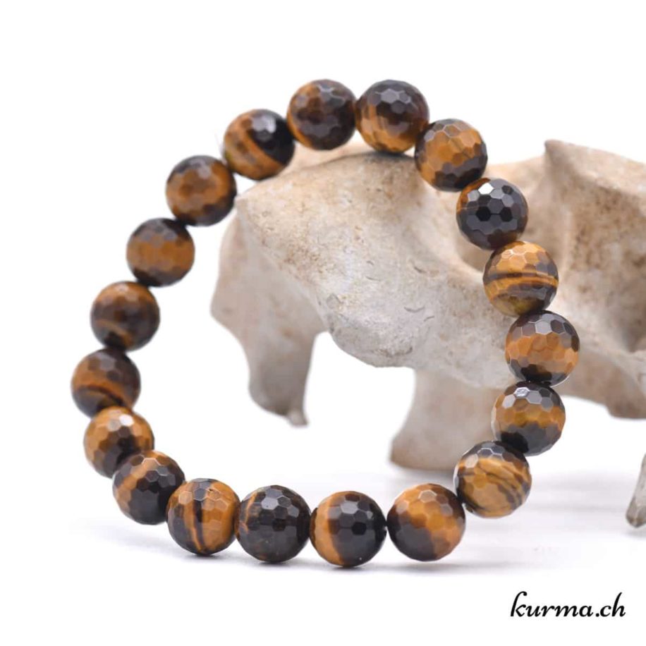ARBM Bracelet œil De Tigre Et Pierres Rouges – 10 Mm, Perles Naturelles Polies, Porte-bonheur, Pour Hommes Et Femmes