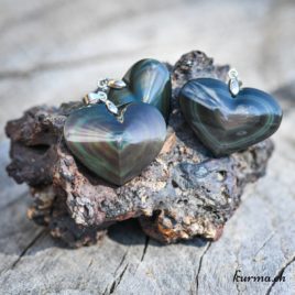 Obsidienne Oeil Céleste pendentif – Grand coeur – N°15308.2