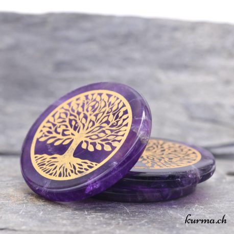 Acheter Disque Arbre de Vie - Améthyste Doré 5cm - 3 dans la boutique en ligne Kûrma. Spécialisé dans des pierres de qualité directement importer depuis les artisans lapidaires.