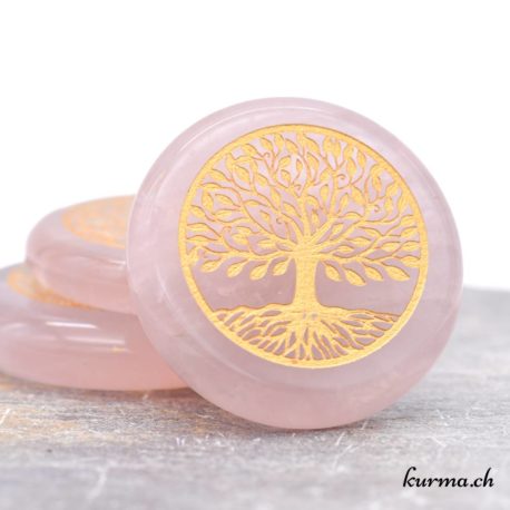 Acheter Disque Arbre de Vie - Quartz Rose Doré 3cm - 1 dans la boutique en ligne Kûrma. Spécialisé dans des pierres de qualité directement importer depuis les artisans lapidaires.