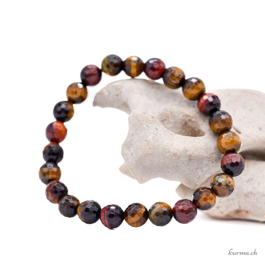 Bracelet Fait Main En Onyx Et Oeil De Tigre Bleu (Œil De Faucon) - Perles 8mm, Taille Sur Mesure, élastique