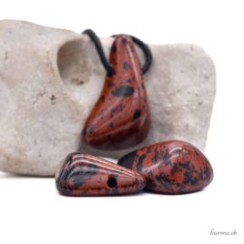 Pendentif en Obsidienne Acajou pierre percée