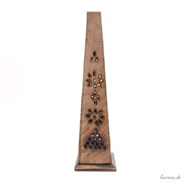 Porte-encens – Bois – Tour Pyramide motif 30cm – N°15608