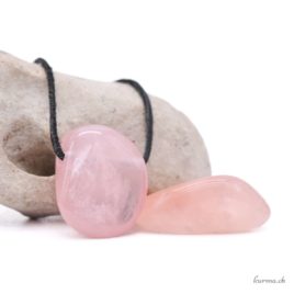 Quartz rose - Taille M - Pendentif en pierre percée
