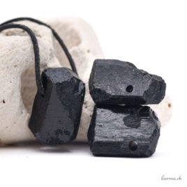 Pendentif en Tourmaline noire cristal - Taille L pierre percée