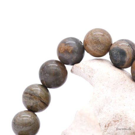 Acheter Bracelet Jaspe Feuille d'Argent perles 10mm - N°16114-2 dans la boutique en ligne Kûrma. Spécialisé dans des pierres de qualité directement importer depuis les artisans lapidaires.