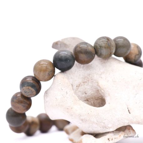 Acheter Bracelet Jaspe Feuille d'Argent perles 10mm - N°16114-3 dans la boutique en ligne Kûrma. Spécialisé dans des pierres de qualité directement importer depuis les artisans lapidaires.