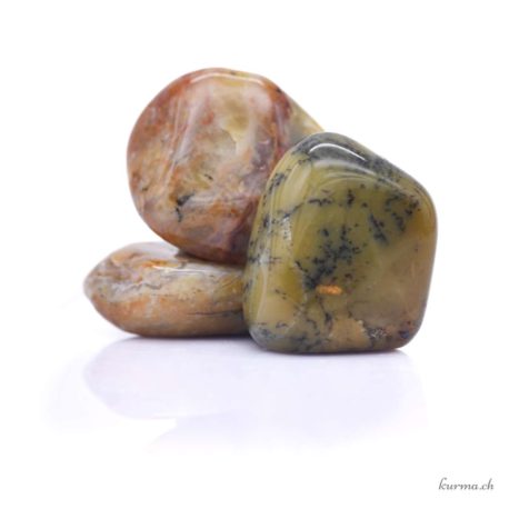 Acheter Pierre roulée Opale Dendritique 'Opale Mousse' S - N°15199.4-2 dans la boutique en ligne Kûrma. Spécialisé dans des pierres de qualité directement importer depuis les artisans lapidaires.