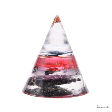 Acheter Orgonite Pyramide ronde 6cm Résine naturelle - N°12957.1-1 dans la boutique en ligne Kûrma. Magasin suisse d'orgonite artisanale de qualité.