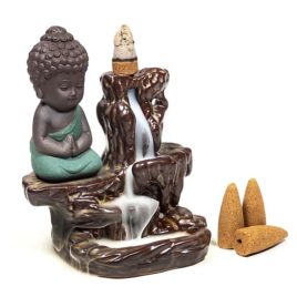 Porte-encens Backflow – Céramique – Petit Bouddha – N°16535