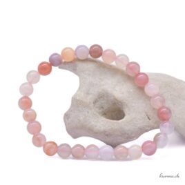 Bracelet Agate du Botswana abricot-rose 7mm – N°17068