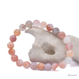 Bracelet Agate du Botswana abricot-rose 8mm – N°17069