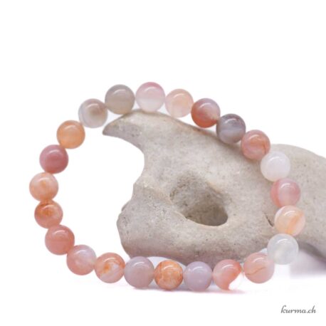 Bracelet Agate du Botswana abricot rose 8mm - N°17069.170-1 disponible en ligne et dans la boutique Kûrma.