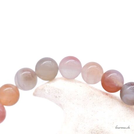 Bracelet Agate du Botswana abricot rose 8mm - N°17069.170-2 disponible en ligne et dans la boutique Kûrma.