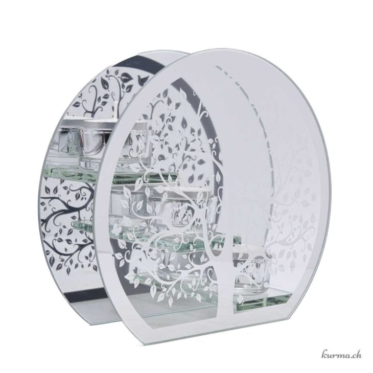 Bougeoir En Verre 'Fleur De La Vie' - Neuf Avec Étiquettes - Marque Phœnix Import