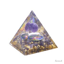 Orgonite - Pyramide 6cm - Améthyste - Arbre de vie