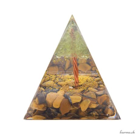 Orgonit Pyramide Tigerauge und Peridot Baum des Lebens - Nr. 17796-1 online und im Kûrma Shop erhältlich.