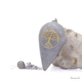 Pendule Labradorite – Goutte 4cm gravé – Arbre de vie – N°17446