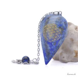 Pendule Lapis-lazuli – Goutte 4cm gravé – Arbre de vie – N°17450