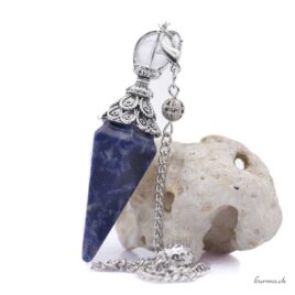 Pendule Sodalite & Métal – Hexagone – N°17838