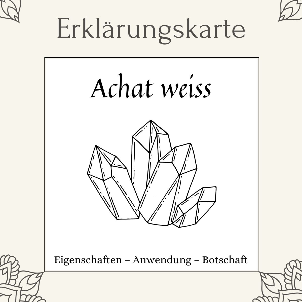 Carte lithothérapie Agate blanche Lithotherapie-Karte Weißer Achat