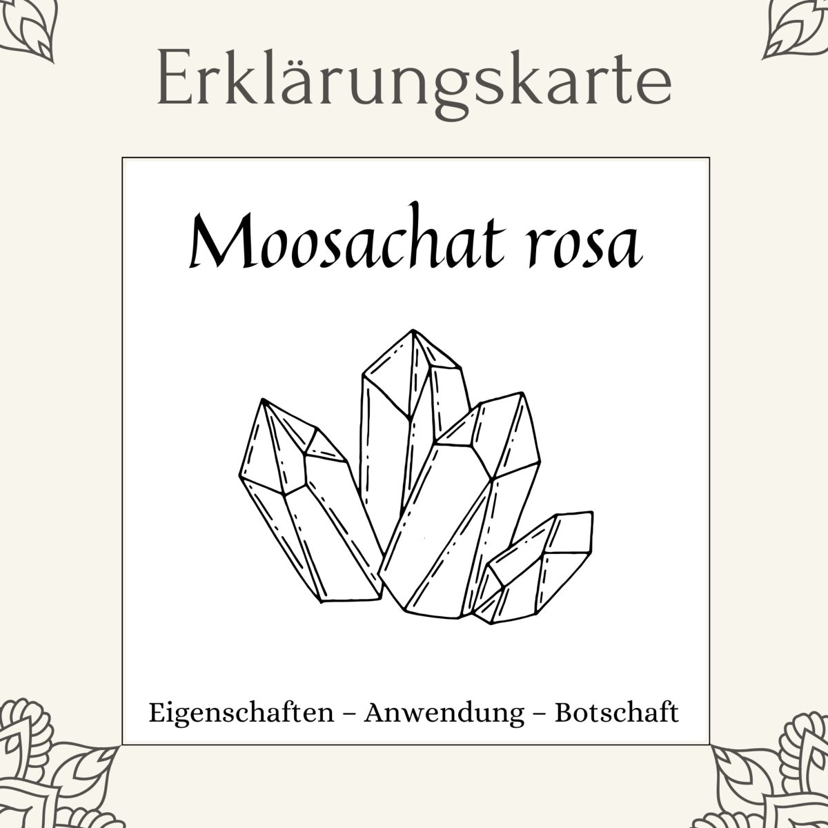 Carte lithothérapie Agate mousse rose Lithotherapie-Karte Rosenmoosachat