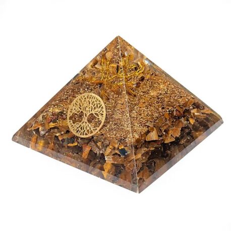 Orgonite - Pyramide 6cm - Oeil de tigre - Arbre de vie