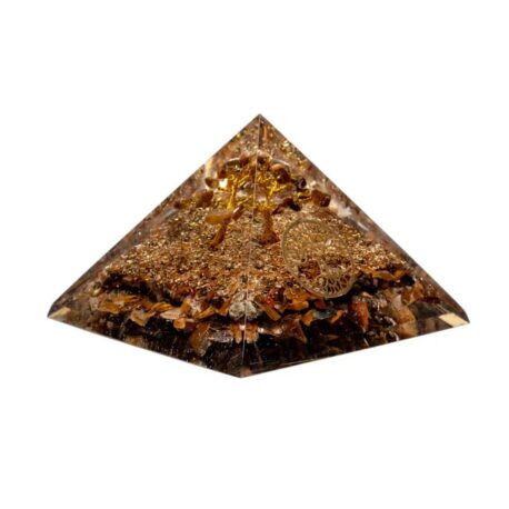 Orgonite - Pyramide 6cm - Oeil de tigre - Arbre de vie