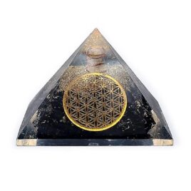 Orgonite - Pyramide 6cm - Tourmaline noire - Fleur de vie