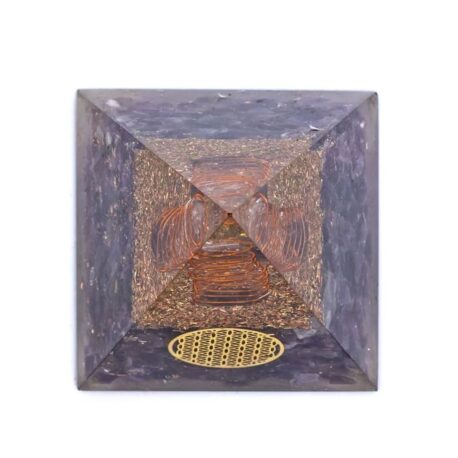 Orgonite - Pyramide haute 8cm - Améthyste - Fleur de vie