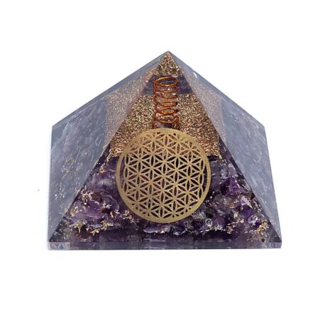 Orgonit - Pyramide 6cm - Amethyst - Blume des Lebens