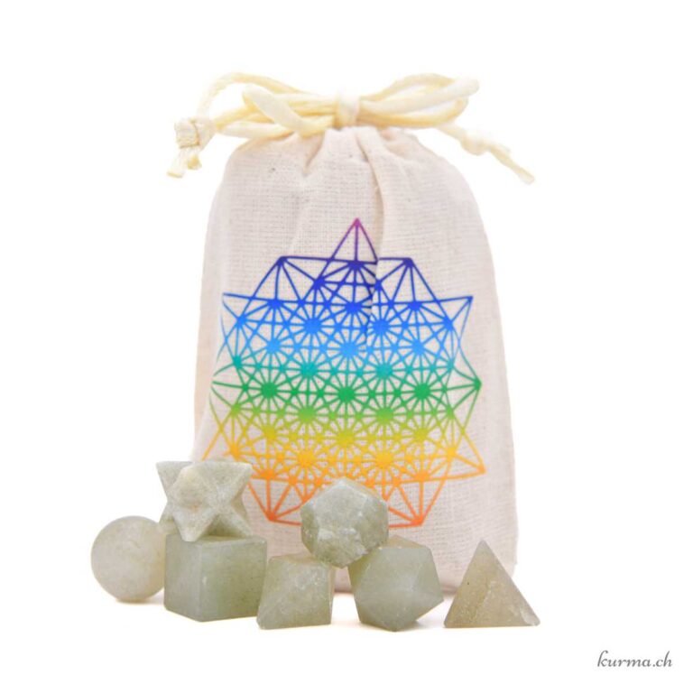 Ensemble Solide Platonique 7 Pièces En Amazonite - Formes Géométriques - Neuf Avec Étiquette