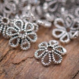 Intermédiaire Coupelle fleur - 6.4mm - Argent 925 patinée