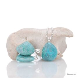 Chrysocolle Quartz - Quantum Quattro - Pendentif en argent 925
