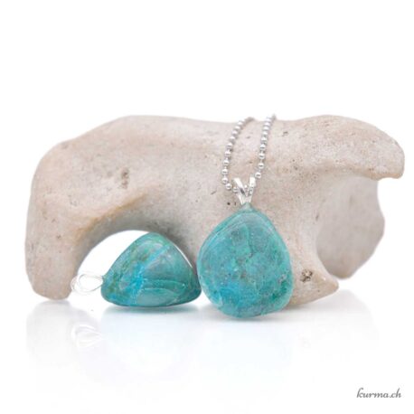 Chrysocolla Quartz - Quantum Quattro - 925 Sterling Silver Pendant