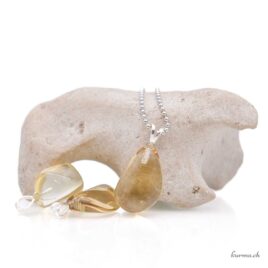 Citrine naturelle pendentif en argent 925