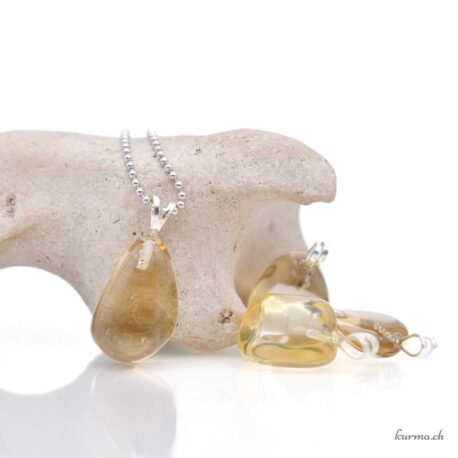 Citrine naturelle pendentif en argent 925