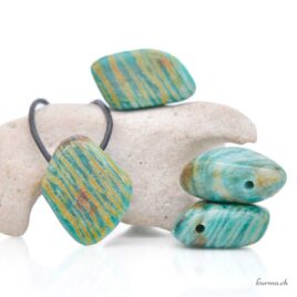 Amazonite foncée - Pendentif en pierre percée