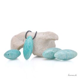 Amazonite en olive - Pendentif en pierre percée