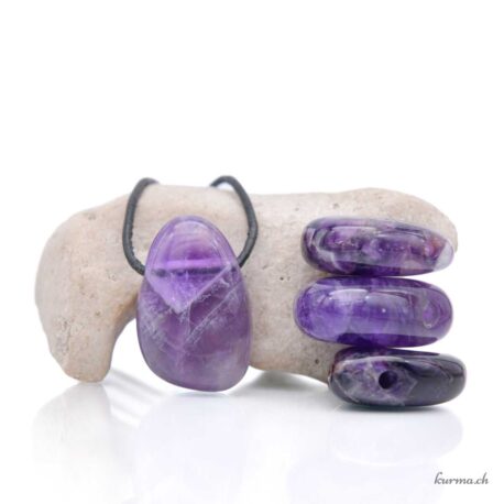 Dunkler Chevron-Amethyst - Durchbohrter Steinanhänger