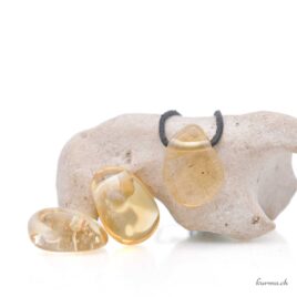 Citrine naturelle - Pendentif en pierre percée