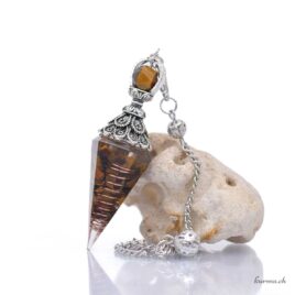 Pendule orgonite Oeil de tigre - Hexagone
