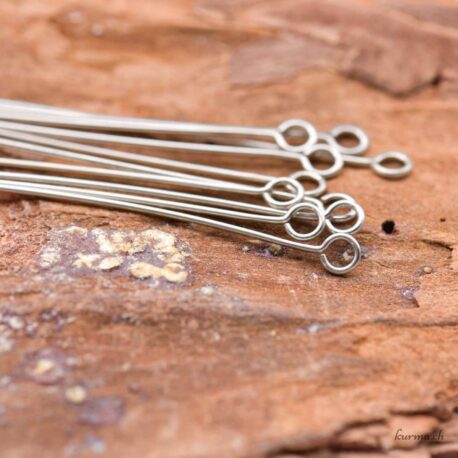 Tiges pour bijoux - Tête anneau -  20x0.7mm - Argent 925