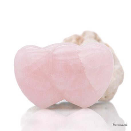 Double coeurs en Quartz rose 5.5cm