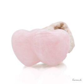 Double coeurs en Quartz rose 5.5cm
