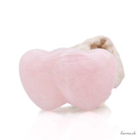 Double coeurs en Quartz rose 5.5cm