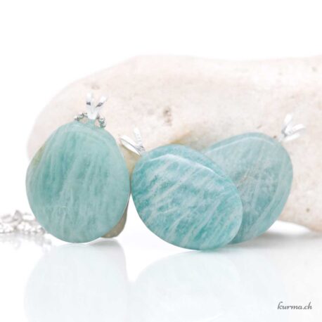 Amazonite ovale pendentif en argent 925