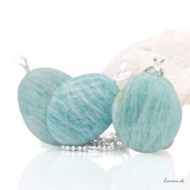 Amazonite ovale pendentif en argent 925