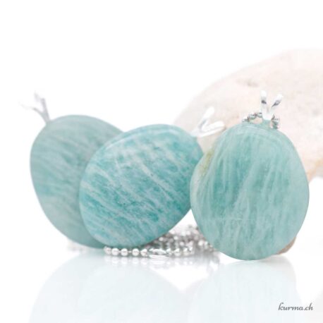 Amazonite ovale pendentif en argent 925