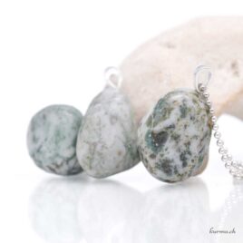 Agate arborisée pendentif boucle en argent 925